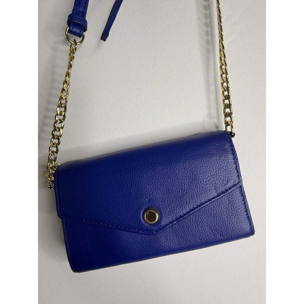 Stella & Max Blue Leather Crossbody Wallet Purse Chain Strap Clutch